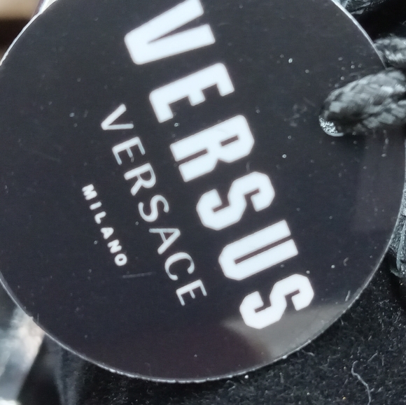 Versace Versus Lion Medallion Swarovski Crystal Woven Black Leather Strap Watch - Picture 9 of 15